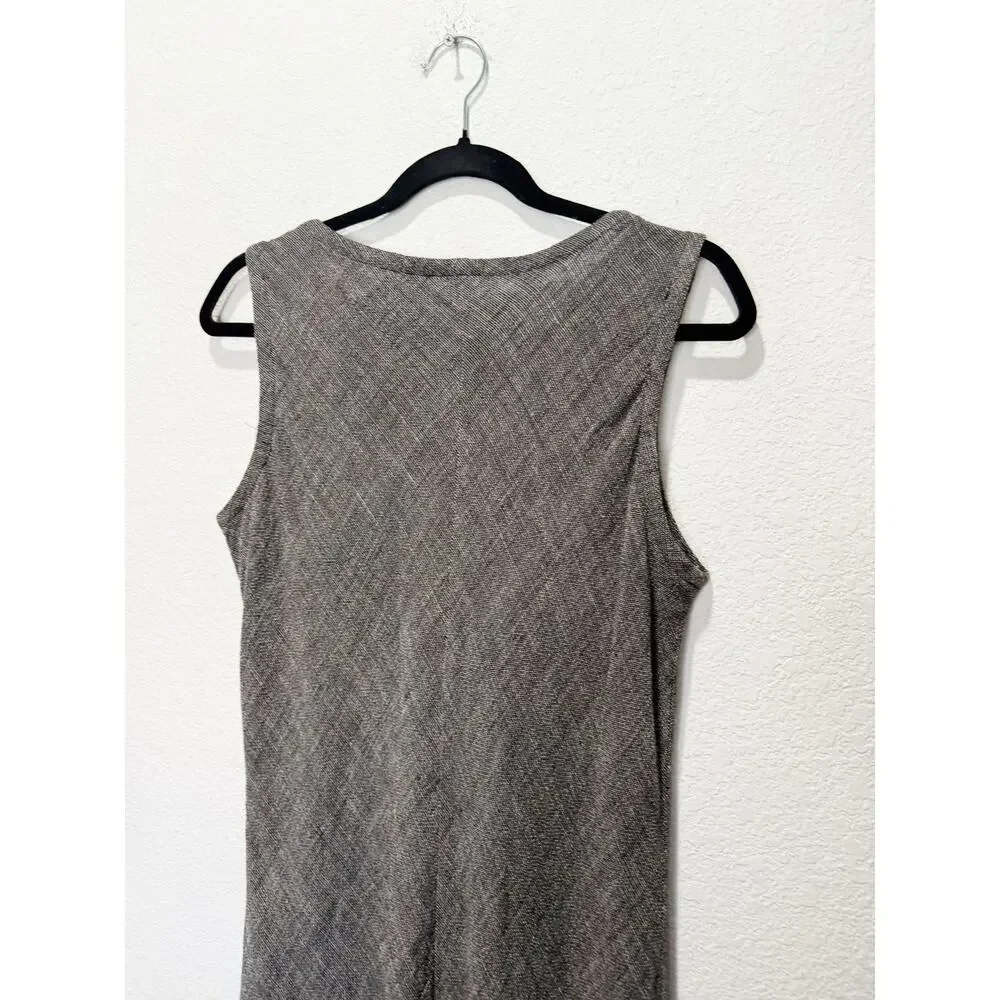 Eileen Fisher Linen Blend Textured Sleeveless Fringe Hem Maxi Dress Vintage - Picture 3 of 7